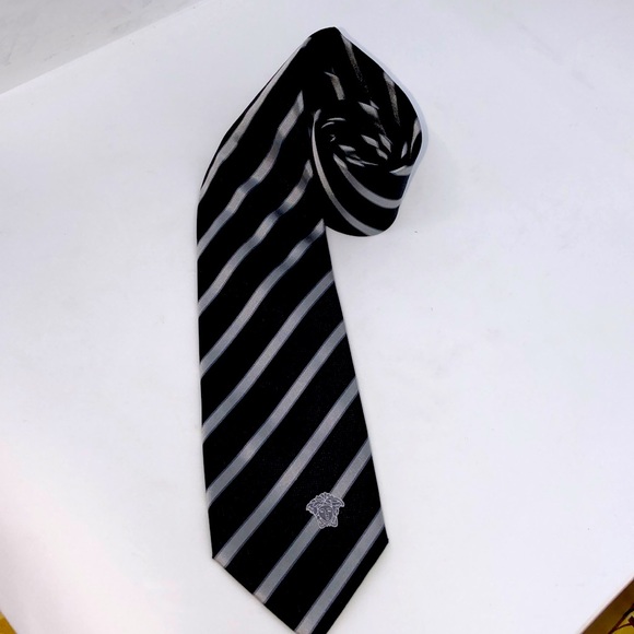 Black and Silver Gianni Versace Silk Tie